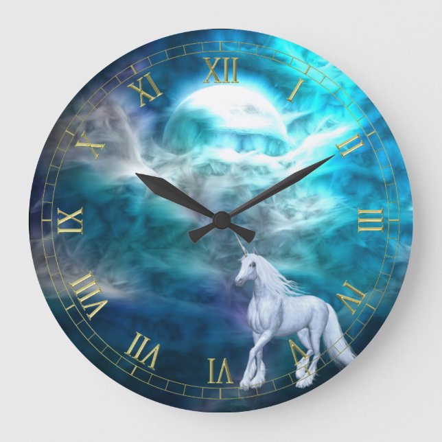 Relógio Grande Fantasy Sky Unicorn Wall Clock (Frente)