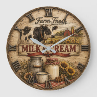 Relógio Grande Farm Fresh Milk & Cream Rustic Dairy Farm