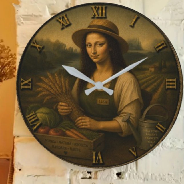 Relógio Grande Farmer Funny Mona Lisa Farming Gift (Criador carregado)