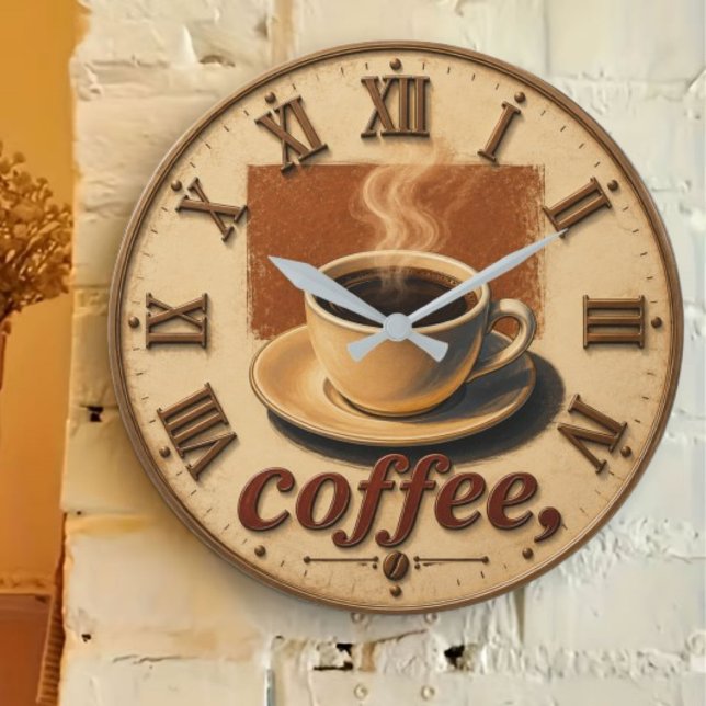 Relógio Grande  Farmhouse Rustic Vintage Kitchen Coffee Cup  (Criador carregado)