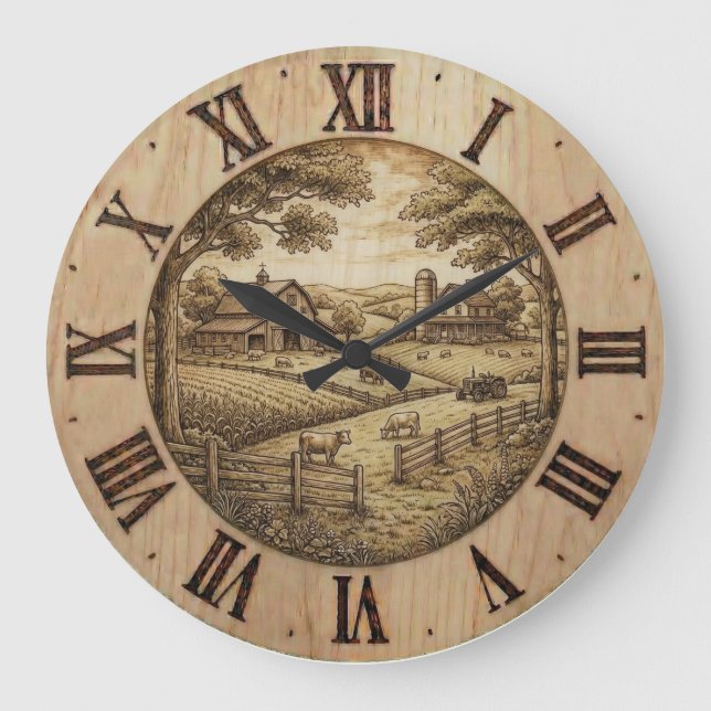 Relógio Grande Farmhouse Wall Clock (Frente)