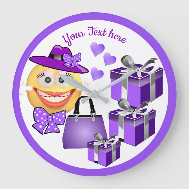 Relógio Grande Fashion Emoji, uma Moda Cuta Personalizável, com C (Frente)