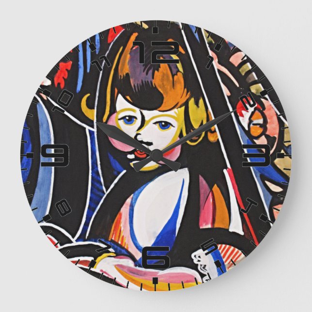Relógio Grande Fauvist Child Modern Art Wall Clock (Frente)