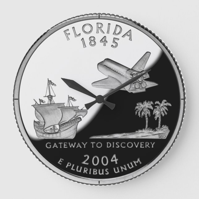 Relógio Grande Faux Florida State Quarter (Frente)
