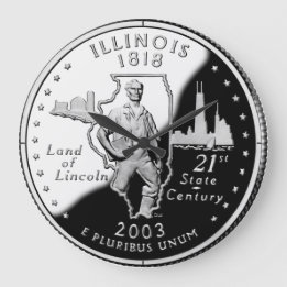 Relógio Grande Faux Illinois State Quarter