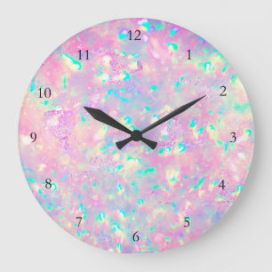 Relógio Grande FAUX iridescent opal effect Large Clock