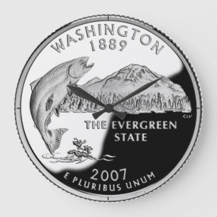 Relógio Grande Faux Washington State Quarter