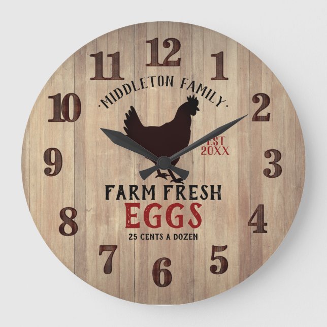 Relógio Grande Fazenda 🥚 🐓 Ovos Frescos (Frente)