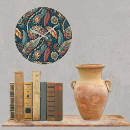 Relógio Grande Feather Floral Paisley Abstrato Ethnic Swirl