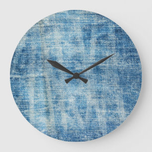 Relógio Grande Fechamento de Denim Azul Texturizado