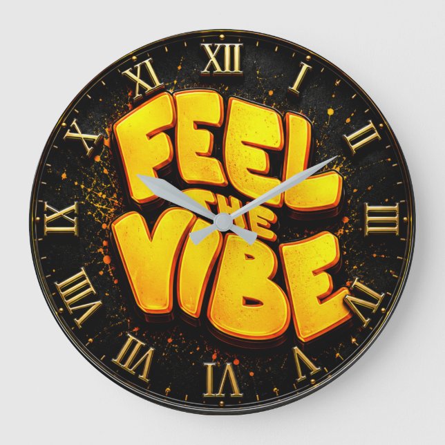 Relógio Grande Feel the Vibe Motivationa (Frente)