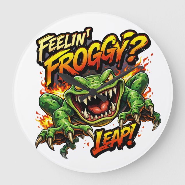 Relógio Grande Feelin' Froggy?  Leap! Angry frog clock (Frente)
