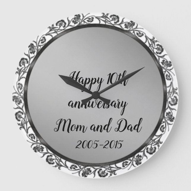 Relógio Grande Feliz 10º aniversário Mãe e Pai (Frente)