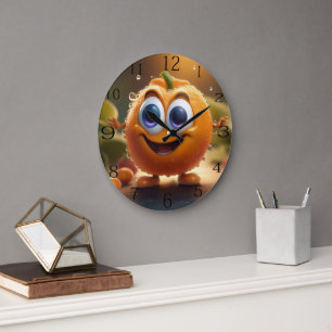 Relógio Grande Feliz Animado 3d Laranja,
