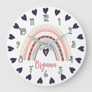 Relógio Grande Feliz Boho Arco-Íris Moderno Mínimo Trendy Chic