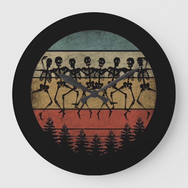 RELÓGIO GRANDE FELIZ DANÇA DE SKELETON HALLOWEEN (Frente)