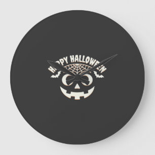 Relógio Grande Feliz Dia das Bruxas Desenho de Rosto de Jack-O-La