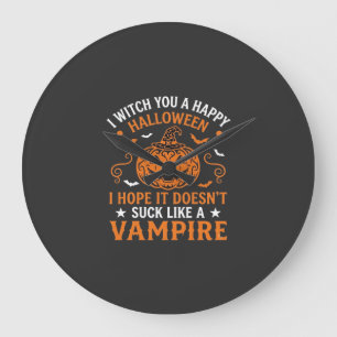 Relógio Grande Feliz Dia das Bruxas Vampiro Abóbora Bruxa Chapéu