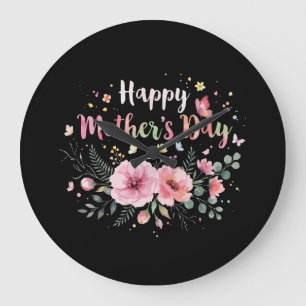 Relógio Grande Feliz Dia das Mães 2026 Floral Fofo para Mulheres