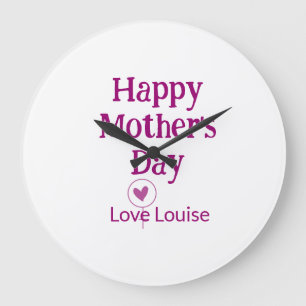 Relógio Grande Feliz dia das mães nome feminino amor mauve sinal