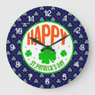 Relógio Grande Feliz Dia de São Patrício Círculo Design