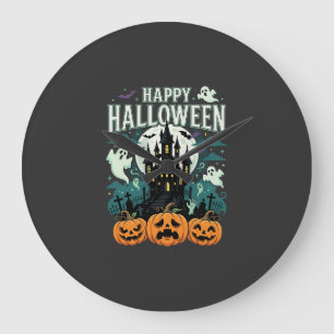 Relógio Grande Feliz Halloween Castelo Assombrado Fantasmas e Abó
