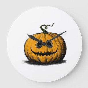 Relógio Grande Feliz Halloween Jack O'Lantern Adulto Natural