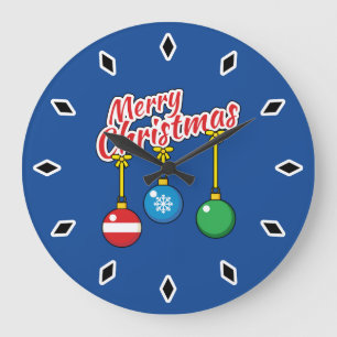 Relógio Grande Feliz Natal com as Bolas