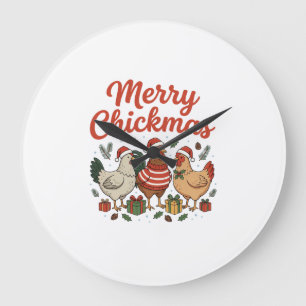 Relógio Grande Feliz Natal de Frango Chickmas