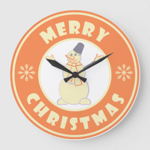 Relógio Grande Feliz Natal Feliz Snowman famoso estilo de café