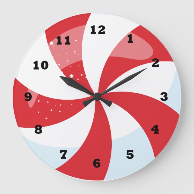 Relógio Grande Festa de menta de Natal festiva (Frente)