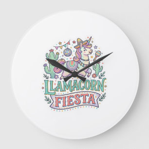 Relógio Grande Festa do Llamacorn Unicórnio Vetor Premium Arte PO