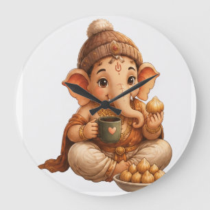 Relógio Grande Festival Cute Ganesha Ganesh Chaturthi
