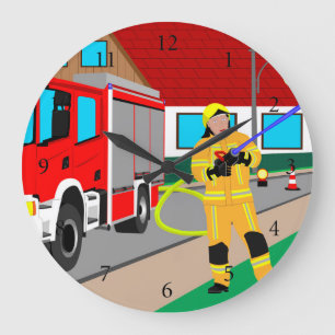 Relógio Grande Feuerwehrmann im Feuerwehreinsatz beim löschen Gro