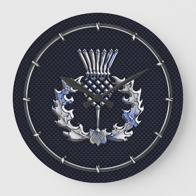 Relógio Grande Fibra de Impressão de Prata Escocesa (Frente)