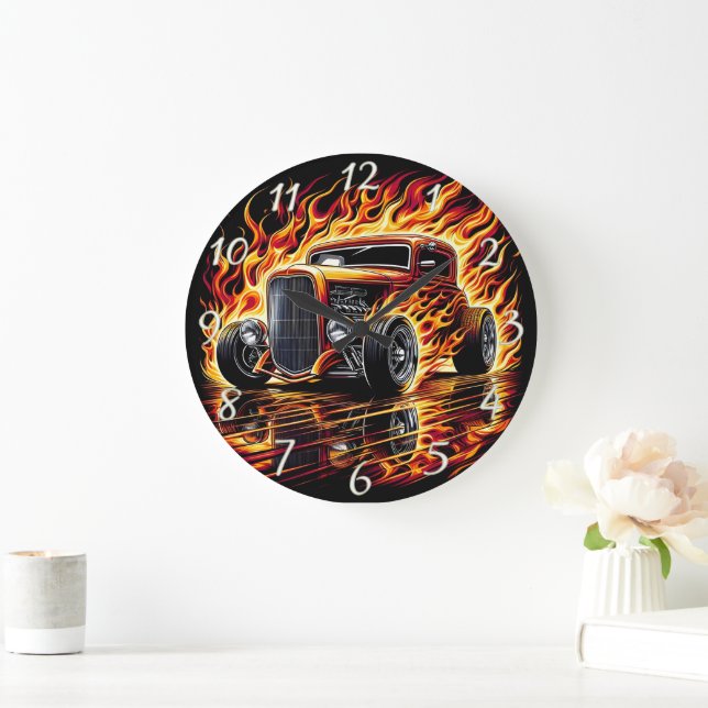 Relógio Grande Fiery Hot Rod Automotive (Lar)