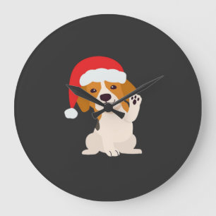 Relógio Grande Filhote de Beagle com chapéu do Papai Noel para am