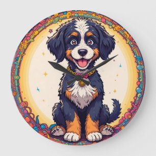 Relógio Grande Filhote Fofo design colorido em estilo de desenho
