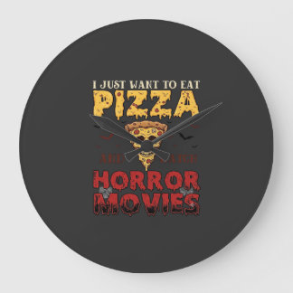 Relógio Grande Filmes de Terror de Pizza Halloween Caveira Morceg