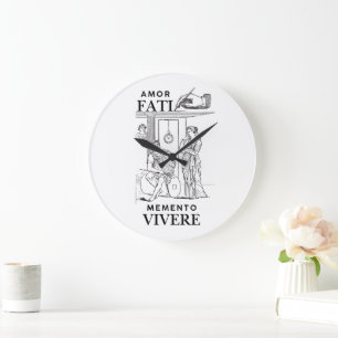 Relógio Grande Filosofia Amor Fati Arte de Linha