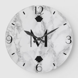 Relógio Grande Finials de mármore cinzentos modernos do art deco
