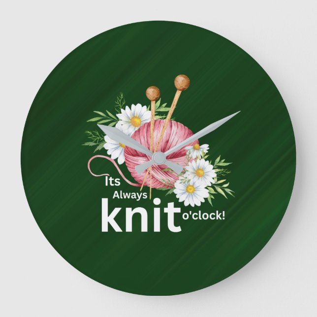 Relógio Grande Fios de Aquarela Bonitos e "É sempre o Knit O'cloc (Frente)