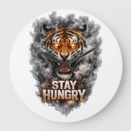 Relógio Grande Fique com Fome Motivação Design Tigre