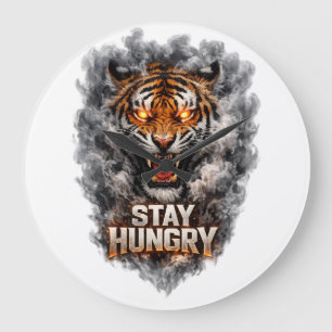 Relógio Grande Fique com Fome Motivação Design Tigre