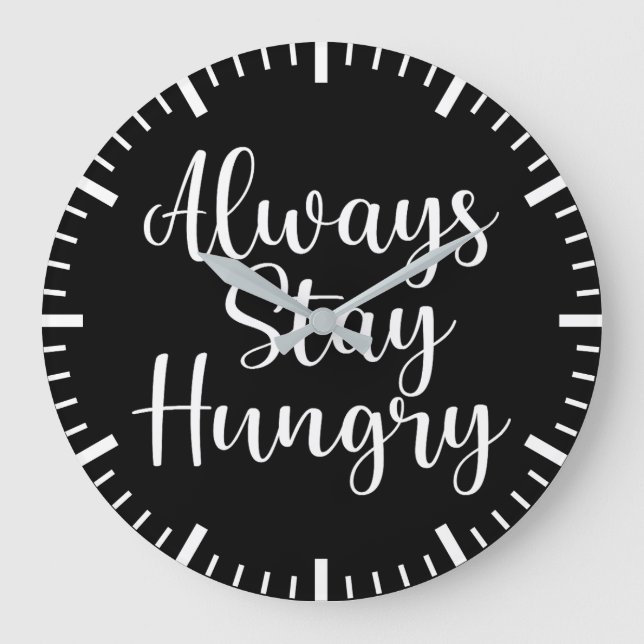 Relógio Grande Fique com fome - Motivação do sucesso do Gym Hustl (Frente)