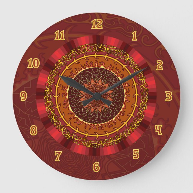 Relógio Grande Fire Mandala Clock (Frente)
