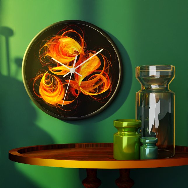 Relógio Grande Fireball Abstrato Art Round (Fireball Abstract Art Round Wall Clock)