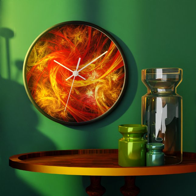 Relógio Grande Firestorm Abstrato Art Round (Firestorm Abstract Art Round Clock)