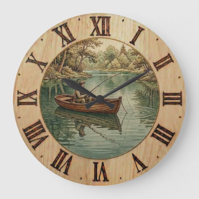 Relógio Grande Fishing Lake- Wall Clock  (Frente)