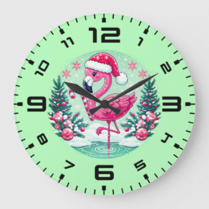 Relógio Grande Flamingo de Natal Clipart de Sublimação-10424